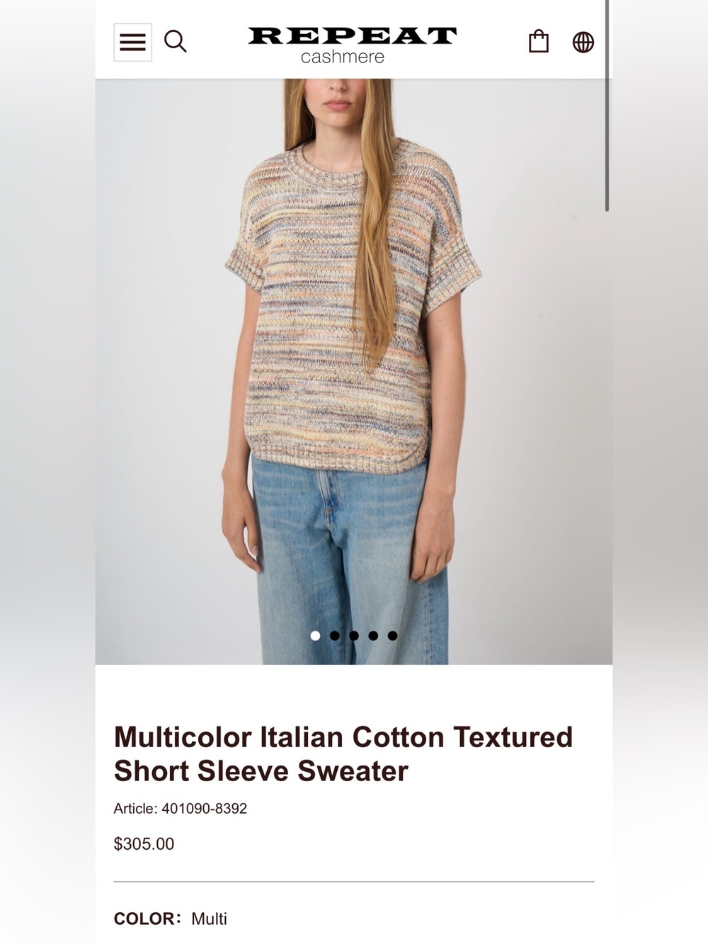 Repeat Brand Italian Cotton Textured Sweater ITALIAN COTTON DREAM - Picture 3 of 5